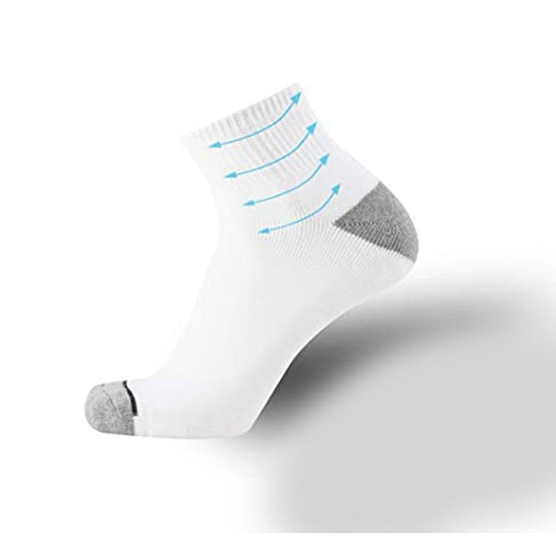12 Pairs Thick Cotton Sports Athletic Socks Classic White Grey Low Cut Ankle Quarter All Seasons Size 10-13 with Arch Support Cushioned Soles for Baseball Basketball Bodybuilding Cycling Football Gym Training