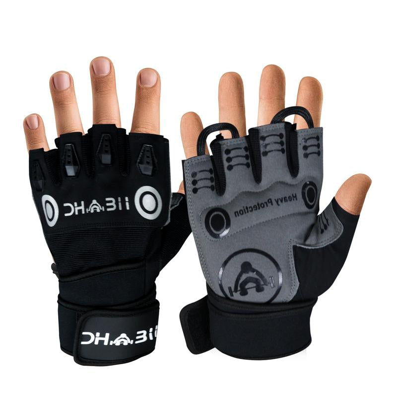 Dhabii Weight Lifting Gloves with Wrist Wraps, Premium Quality Amara Leather, Foam Padding, Available in Sizes S, M, L, XL, 110G, Unisex