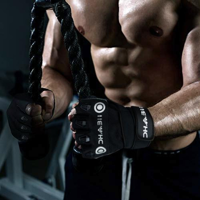 Dhabii Weight Lifting Gloves with Wrist Wraps, Premium Quality Amara Leather, Foam Padding, Available in Sizes S, M, L, XL, 110G, Unisex