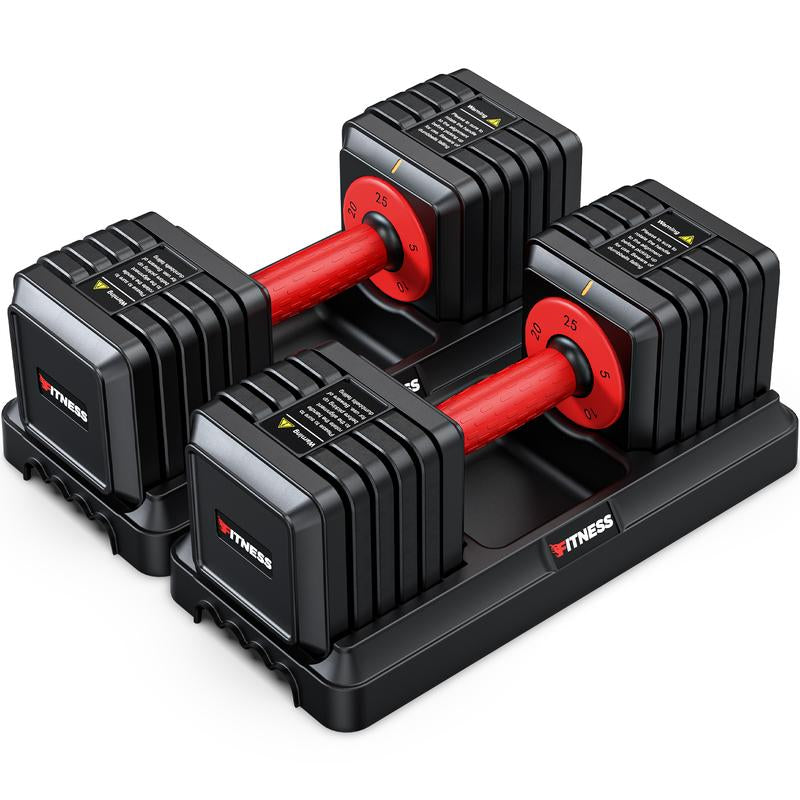 Adjustable Dumbbells Set of 2, 1-Sec Adjustable Weights Dumbbells Set, 5 in 1 Free Adjustable Dumbbell Set with Anti-Slip Texture Handle, 25Lb-55Lb,Weight Set for Home Gym Suit Both Men and Women