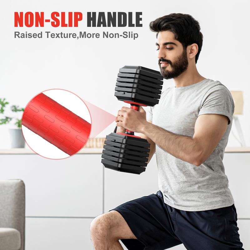 Adjustable Dumbbells Set of 2, 1-Sec Adjustable Weights Dumbbells Set, 5 in 1 Free Adjustable Dumbbell Set with Anti-Slip Texture Handle, 25Lb-55Lb,Weight Set for Home Gym Suit Both Men and Women