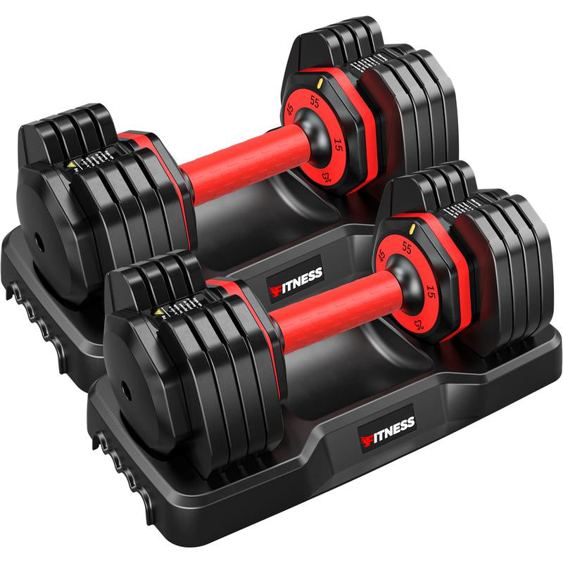 Adjustable Dumbbells Set of 2, 1-Sec Adjustable Weights Dumbbells Set, 5 in 1 Free Adjustable Dumbbell Set with Anti-Slip Texture Handle, 25Lb-55Lb,Weight Set for Home Gym Suit Both Men and Women