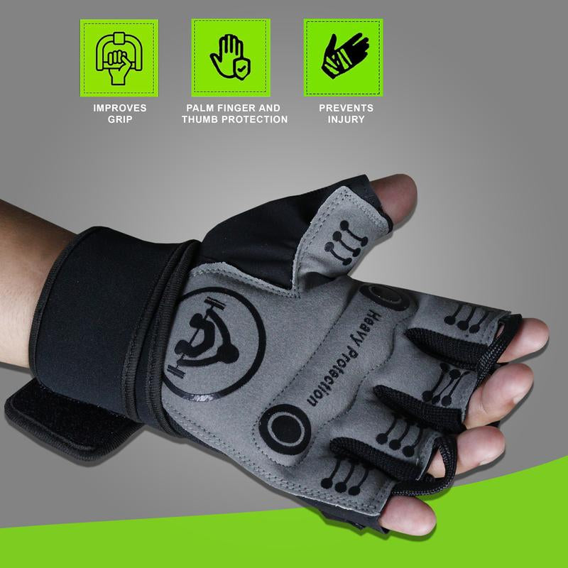 Dhabii Weight Lifting Gloves with Wrist Wraps, Premium Quality Amara Leather, Foam Padding, Available in Sizes S, M, L, XL, 110G, Unisex