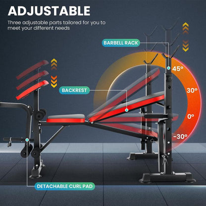 【Deals for You】600Lbs Adjustable Olympic Weight Bench Set with Preacher Curl & Leg Developer, Lifting Press Multifunctional Workout Station Incline Bench Press Full Body Workout