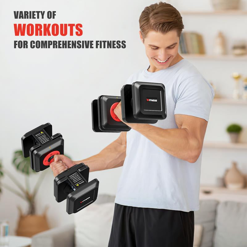 Adjustable Dumbbells Set of 2, 1-Sec Adjustable Weights Dumbbells Set, 5 in 1 Free Adjustable Dumbbell Set with Anti-Slip Texture Handle, 25Lb-55Lb,Weight Set for Home Gym Suit Both Men and Women
