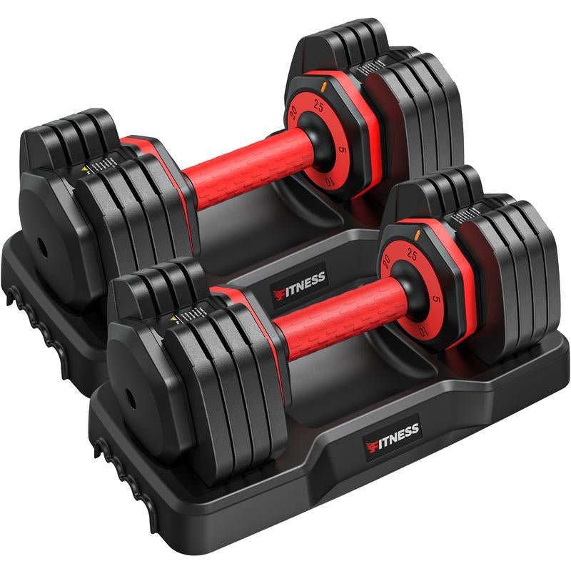 Adjustable Dumbbells Set of 2, 1-Sec Adjustable Weights Dumbbells Set, 5 in 1 Free Adjustable Dumbbell Set with Anti-Slip Texture Handle, 25Lb-55Lb,Weight Set for Home Gym Suit Both Men and Women