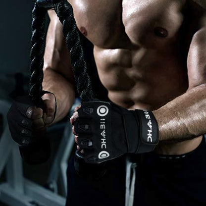 Dhabii Weight Lifting Gloves with Wrist Wraps, Premium Quality Amara Leather, Foam Padding, Available in Sizes S, M, L, XL, 110G, Unisex